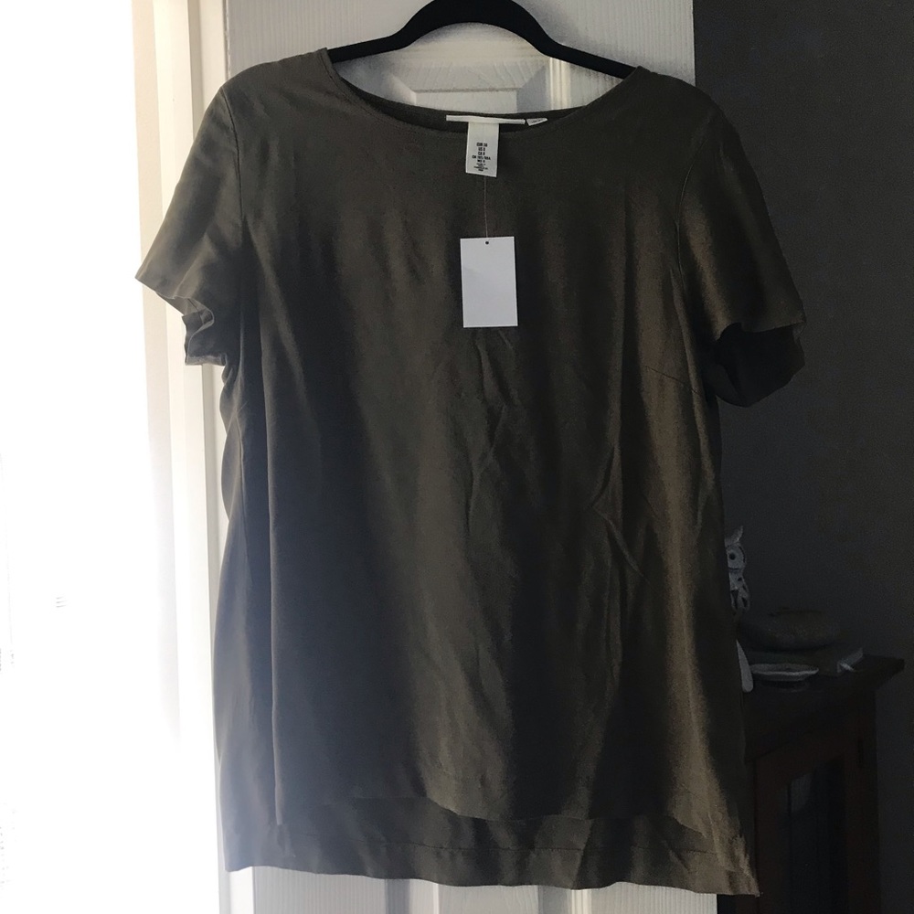 H&M army Green silky shirt